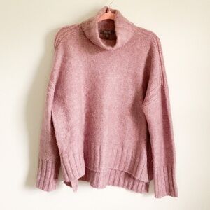 Marled Lavender Pink Cowl neck Split Hem Sweater XL